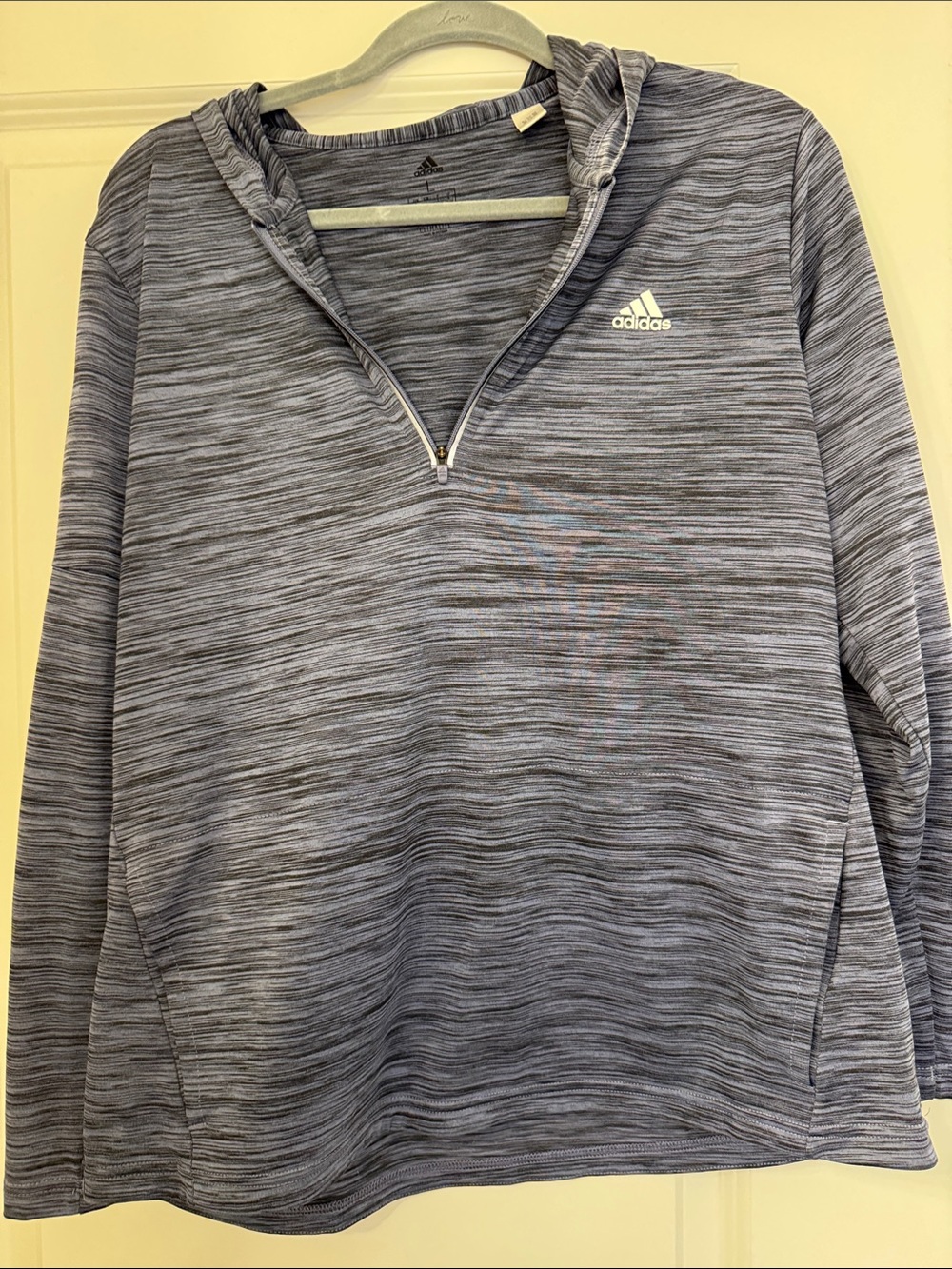 adidas Women’s Lightweight Silky Gray Space-Dye Quarter-Zip Hoodie